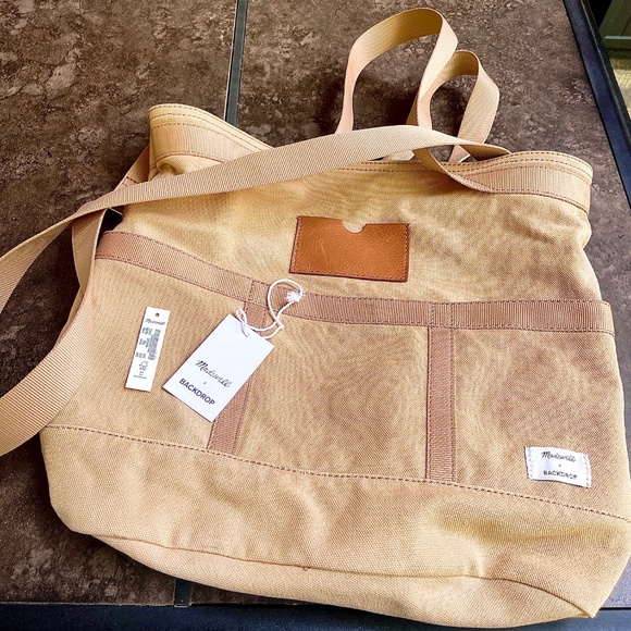 Madewell X BACKDROP Studio Hours Collab Camden Canvas Tote Shoulder/Crossbod Bag - Picture 4 of 16